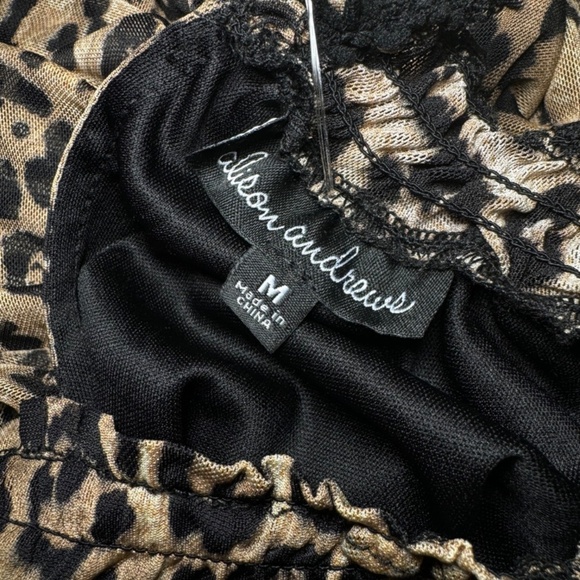 Alison Andrews NWT Dress Cheetah Medium Long Sleeve Tiered Dress Midi - Picture 6 of 8